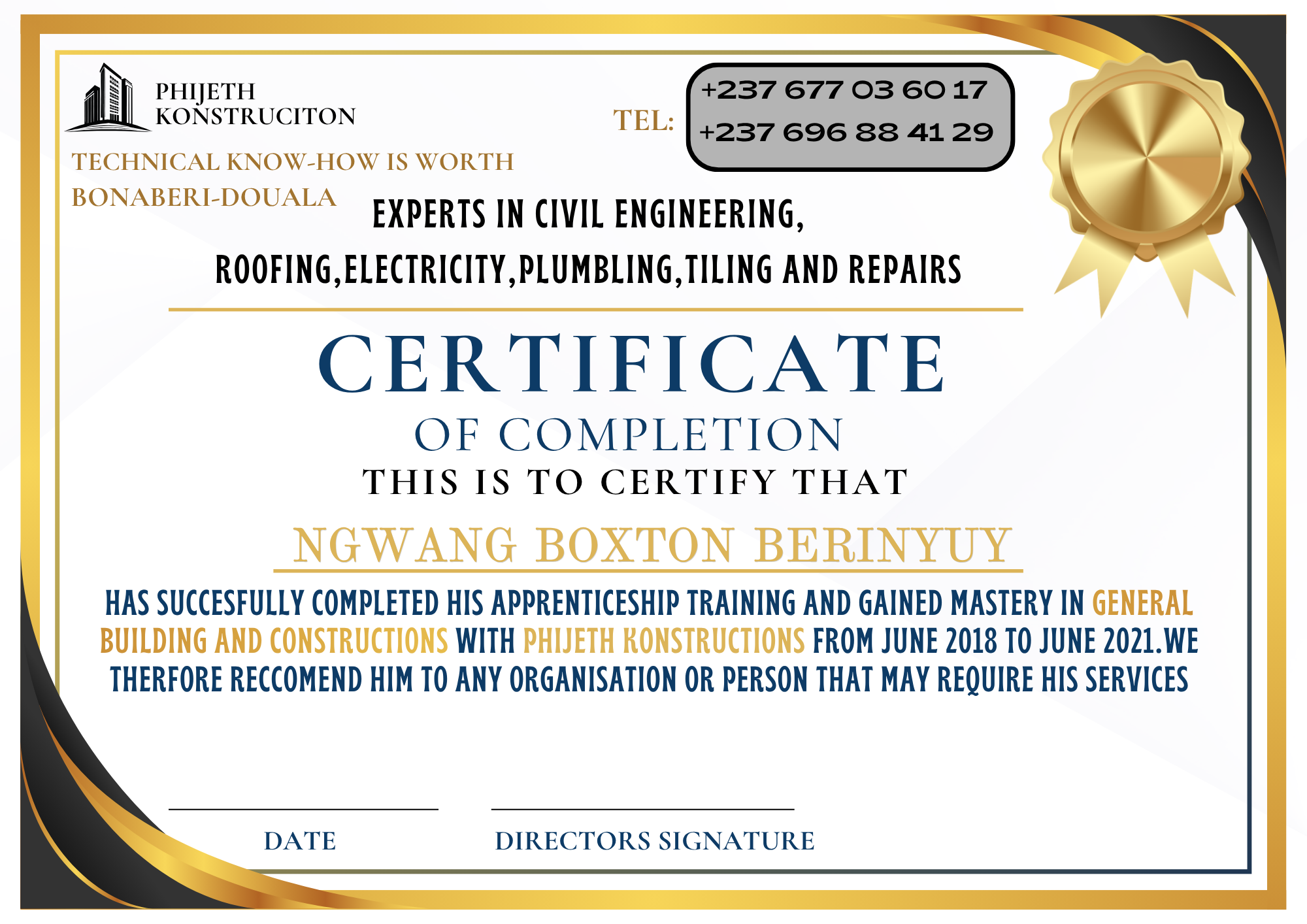 Certificate design layout